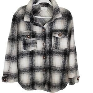 Bohme Plaid Shacket Oversized Brushed Jacket Women’s Small Black Gray Soft